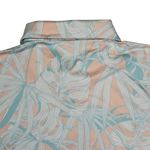 Bad Birdie Polo Shirt Mens Large Pink Day Pass Leaf Tropical Golf Performance - Picture 9 of 9